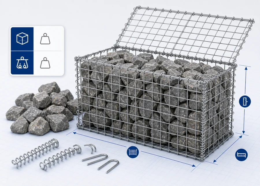 Gabion basket and stone fill calculator cover