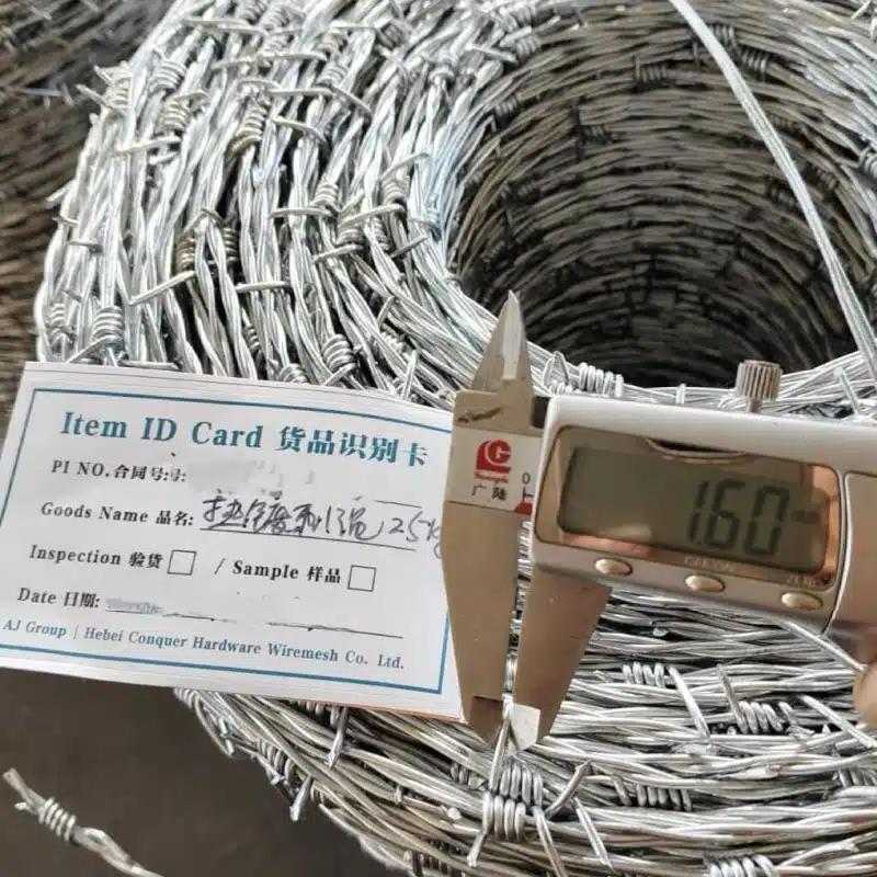 Wire diameter and barb detail reference