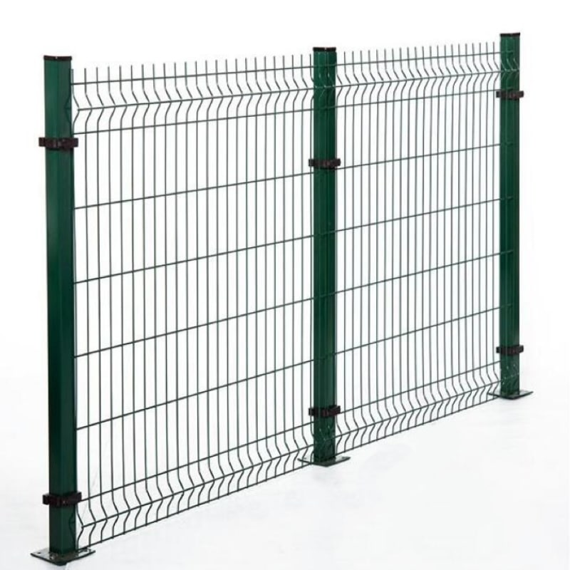 Powder coated 3D welded mesh fence curved structure close-up detail