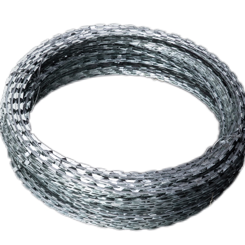 Single coil hot dip galvanized razor wire for perimeter security extension