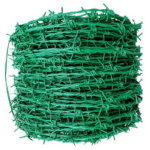 Heavy duty barbed wire roll with lifting handle and product label