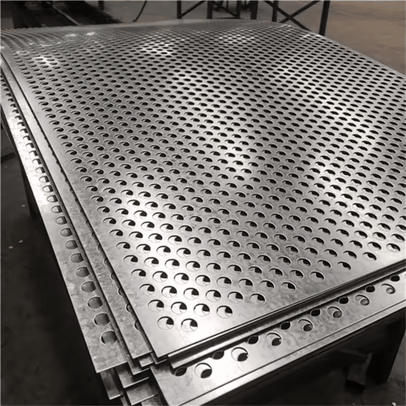 Custom perforated metal sheet with punched hole pattern for metal sheet route comparison