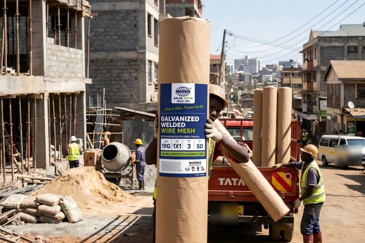 ANJIA KENYA welded wire mesh roll used in a construction site supply scenario