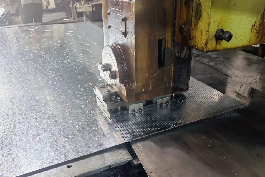 Punching die and hole pattern close-up