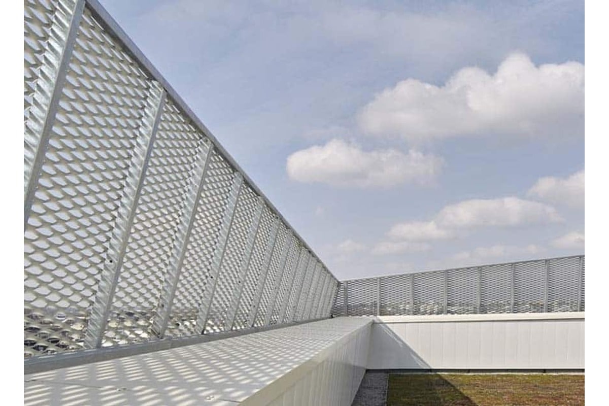 Custom size anti-glare barrier fence product gallery reference for panel style and dimension checks