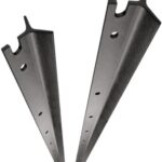 Two different size black PVC coated Y steel fence posts structure comparison display with hook top design | ANJIA