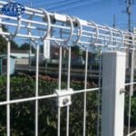 Close-up of connector fitting and top double circle structure for galvanized BRC decorative wire mesh fence | ANJIA