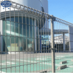 Hot dipped galvanized BRC top circle wire fence full view installed at factory parking lot perimeter protection | ANJIA