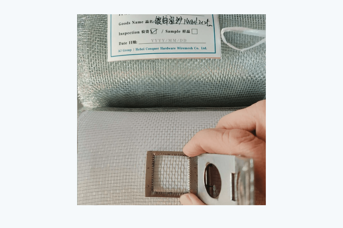 Electro galvanized window screen mesh measurement reference for mesh count and opening checks