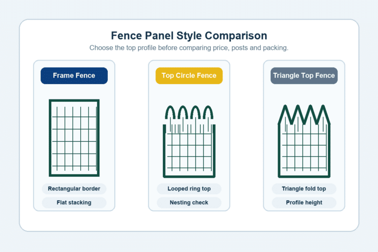Frame Fence Panel Styles: Top Circle Fence and Triangle Top Fence Comparison