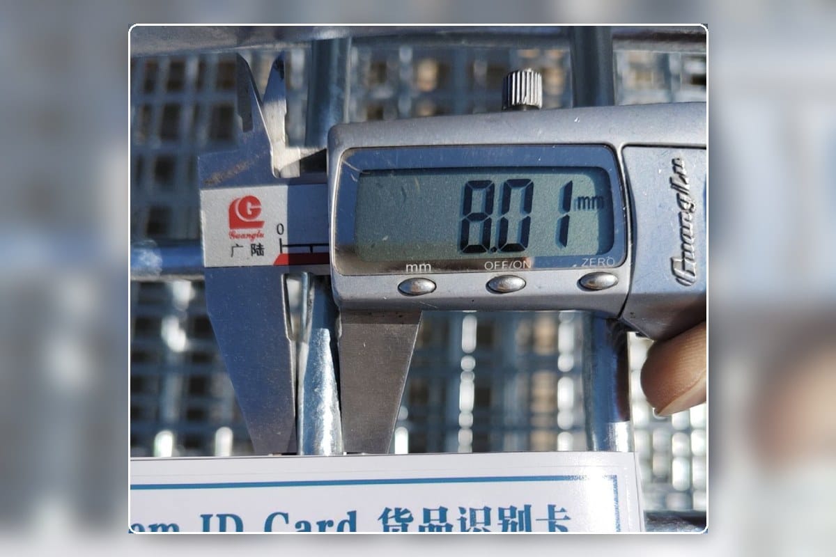 Gabion basket sample measurement check with digital caliper