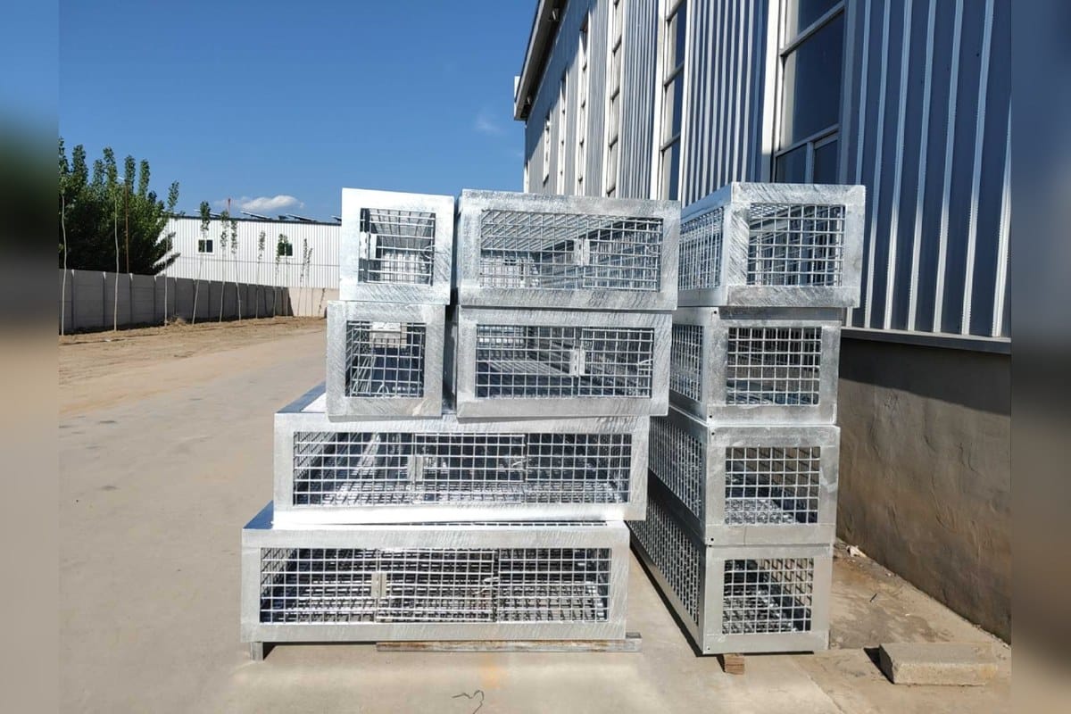 Gabion box bundles stacked before shipment