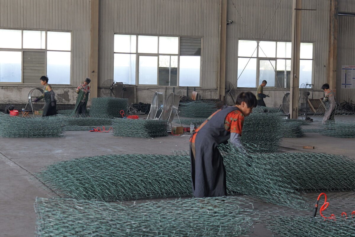 Folded gabion mesh basket workshop preparation for sourcing review