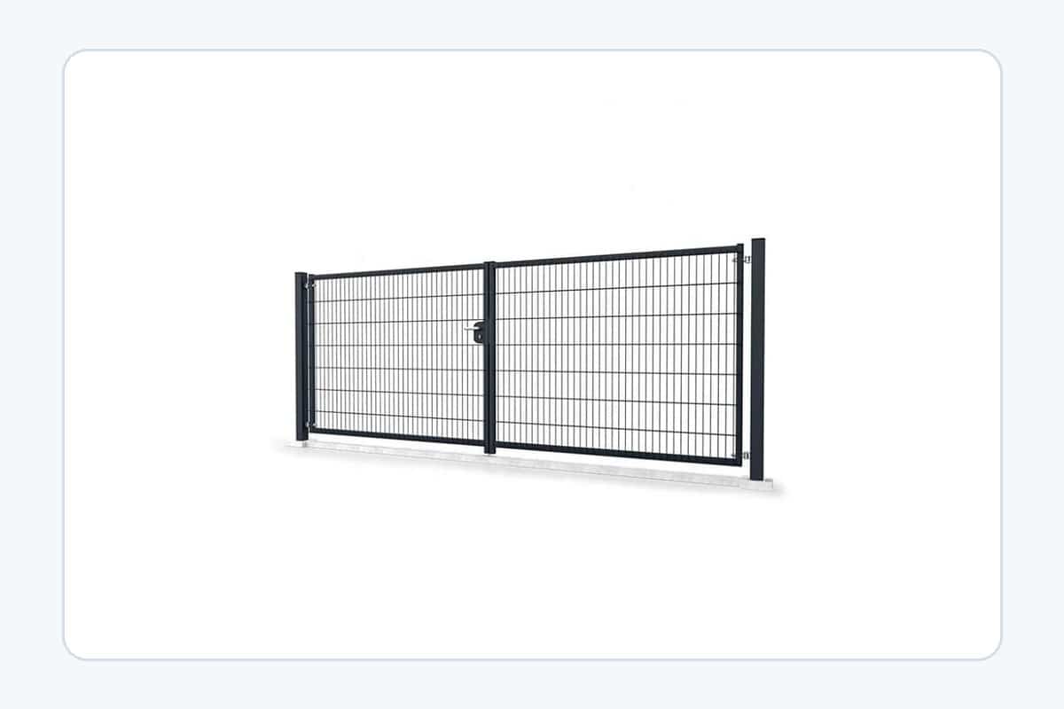 Black double leaf wire mesh garden gate product gallery reference for gate size and hardware RFQ planning