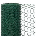Green PVC coated hexagonal wire mesh roll with aperture detail display | ANJIA