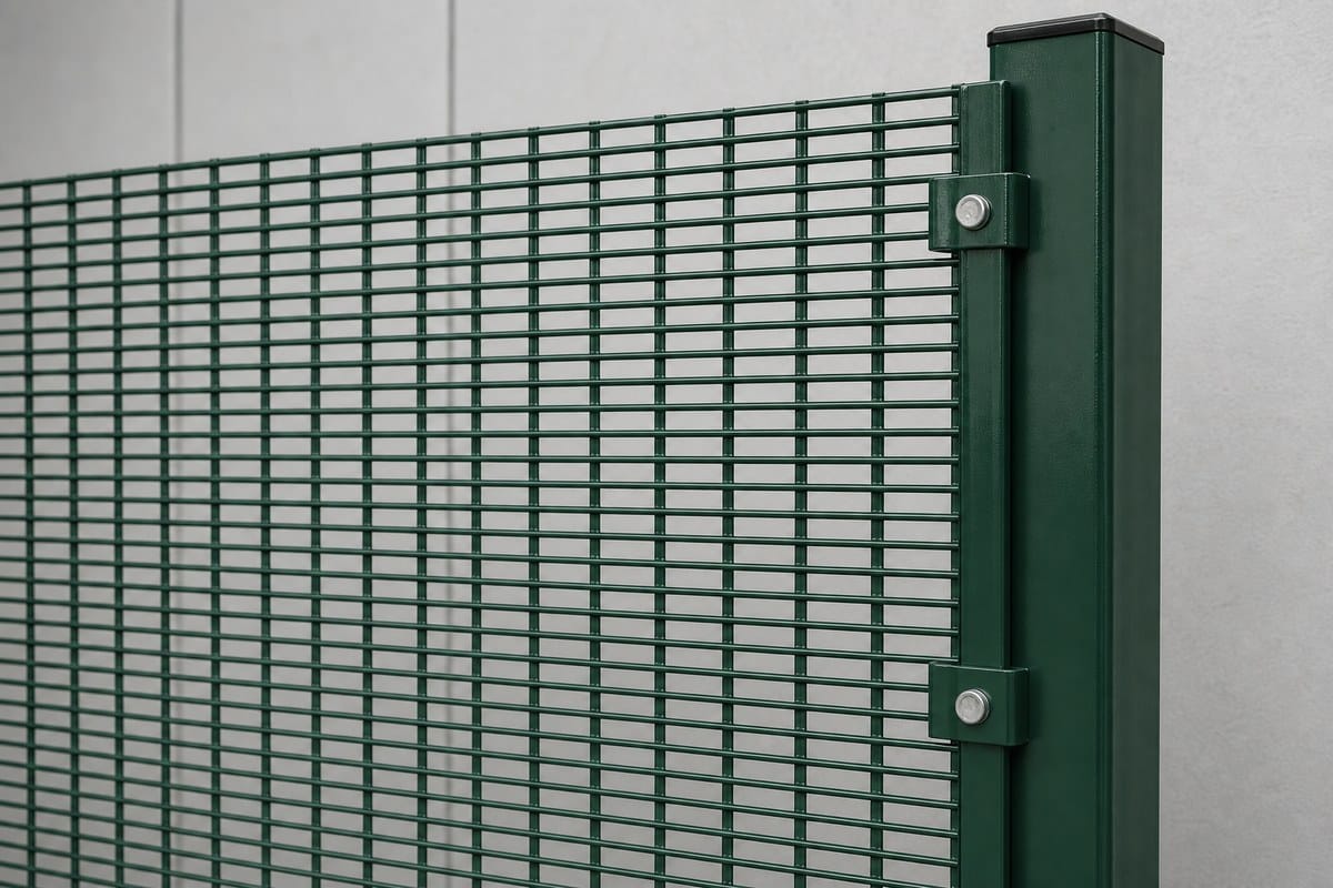 Security fence post and panel connection detail for RFQ checks
