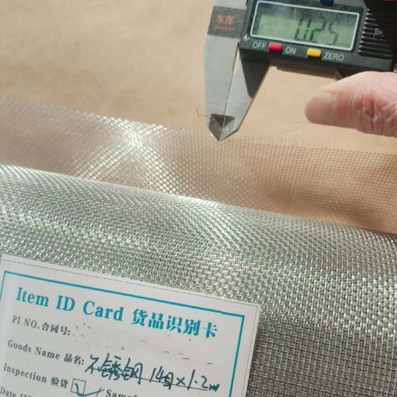 Window screen wire diameter inspection with caliper before order confirmation