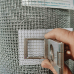Quality control counting fine mesh holes of dense stainless steel crimped wire mesh with professional magnifier tool | ANJIA