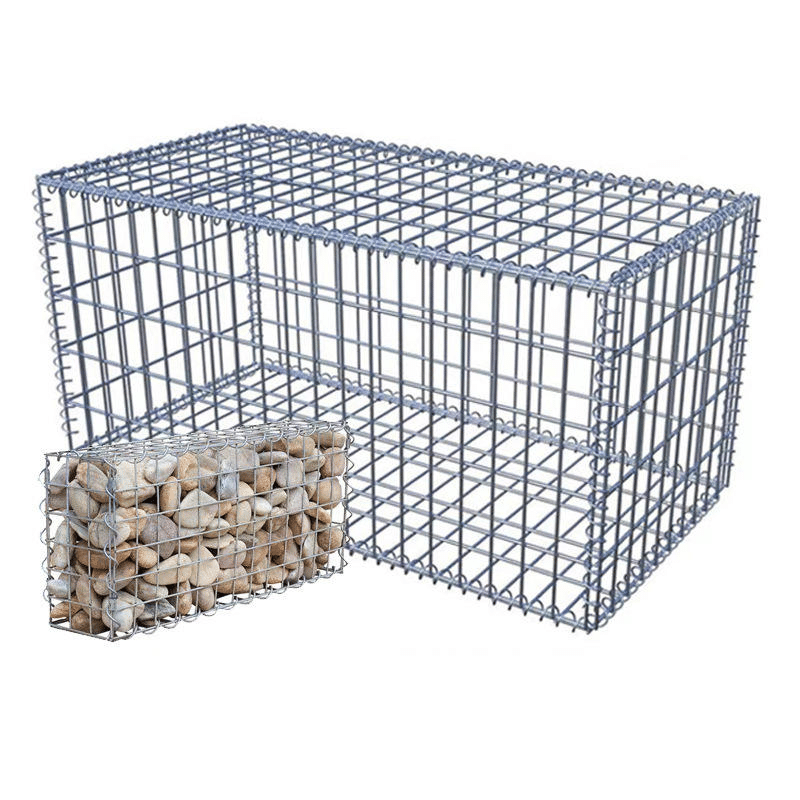 Galvanized welded gabion mesh box partially filled with natural cobblestones | ANJIA