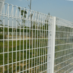 White PVC coated triangle top R-C fence full view installed as factory outer wall perimeter security barrier | ANJIA