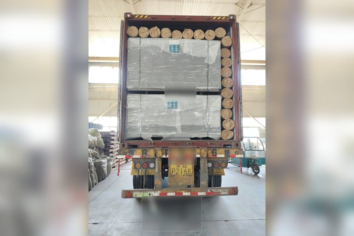 Wire mesh products arranged in a container for label and package matching review