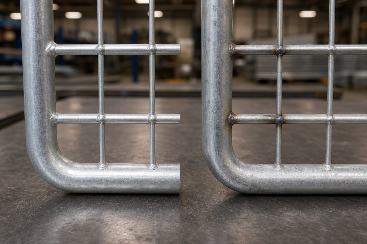 Galvanized and coated wire mesh surface comparison close-up