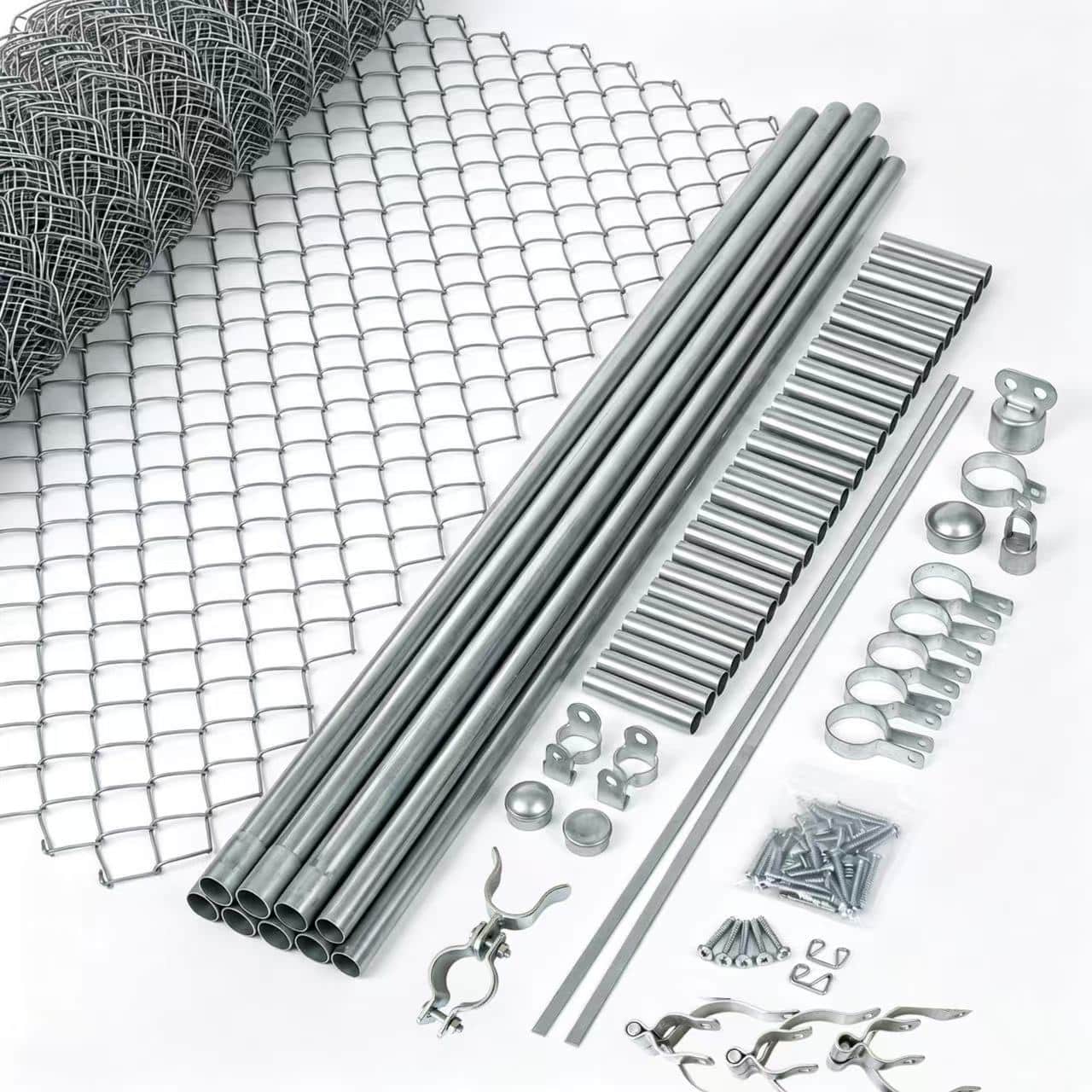 Galvanized chain link fence accessories for posts tension bars caps and tie wire scope