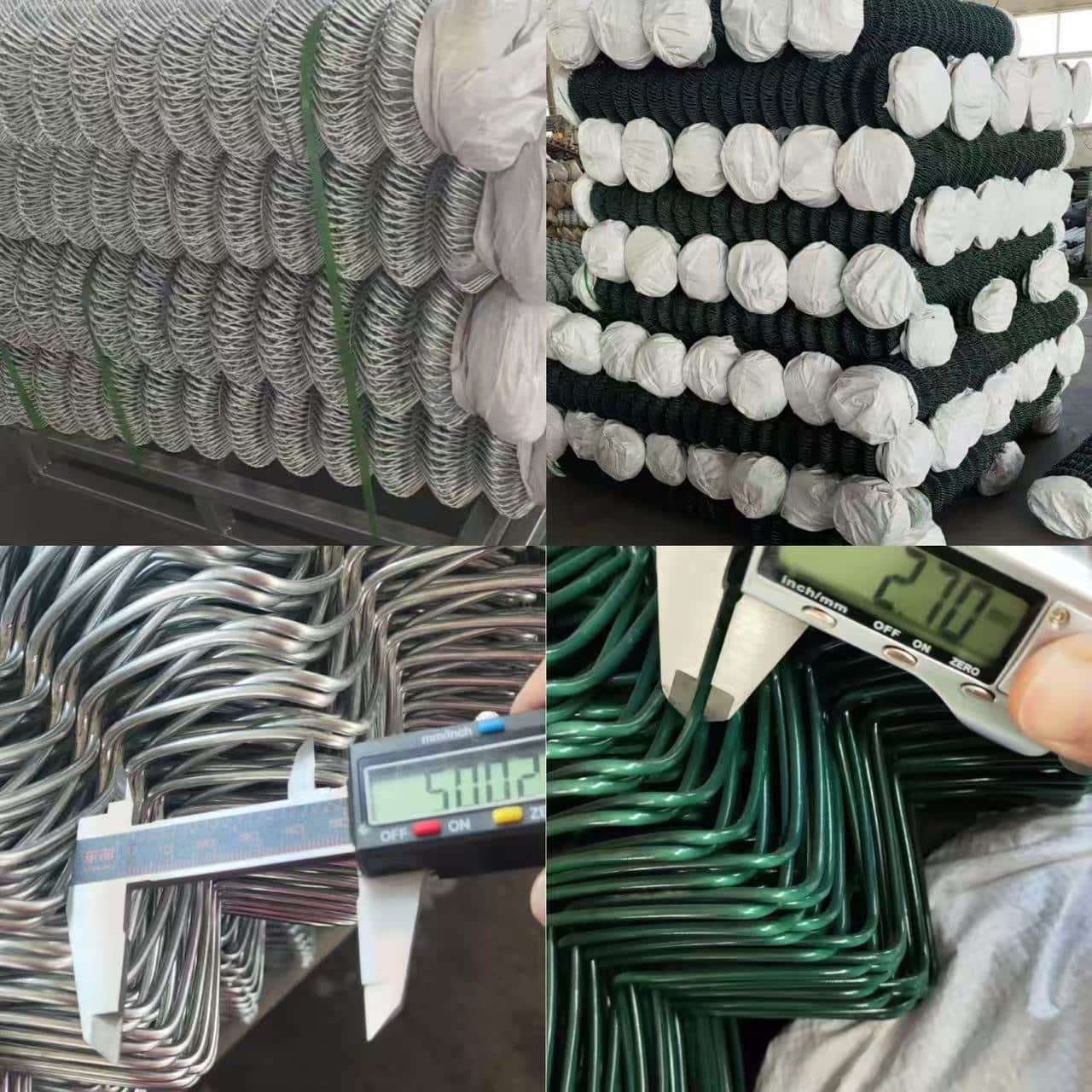 Chain link fence quality inspection reference for mesh opening and wire diameter review