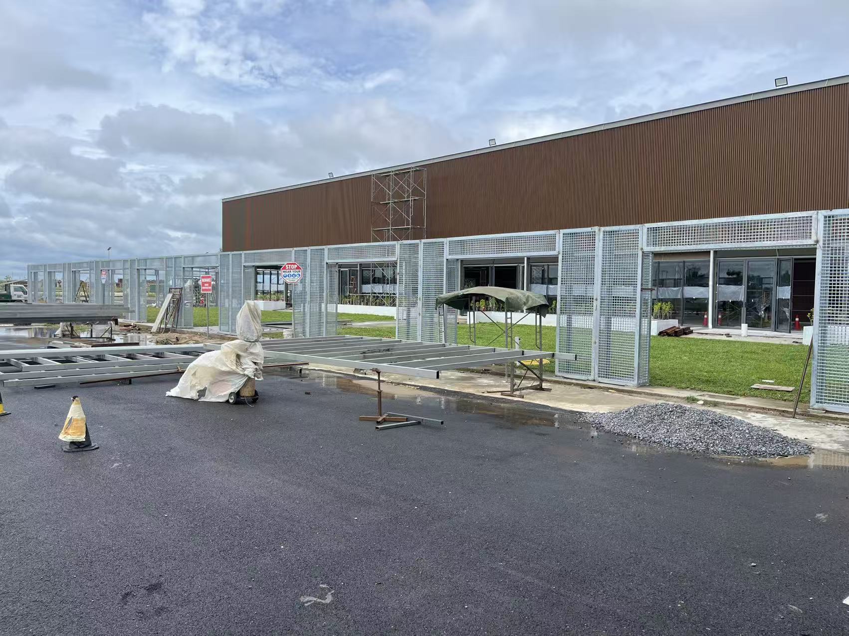 Installed welded gabion wall panels at a Kenyalang Smart City project site in Miri, Sarawak
