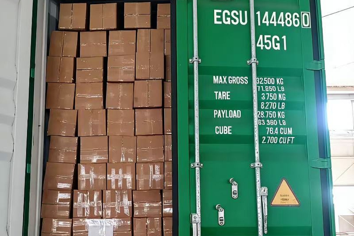 Fence products packed and loaded for export shipment from a wire mesh factory