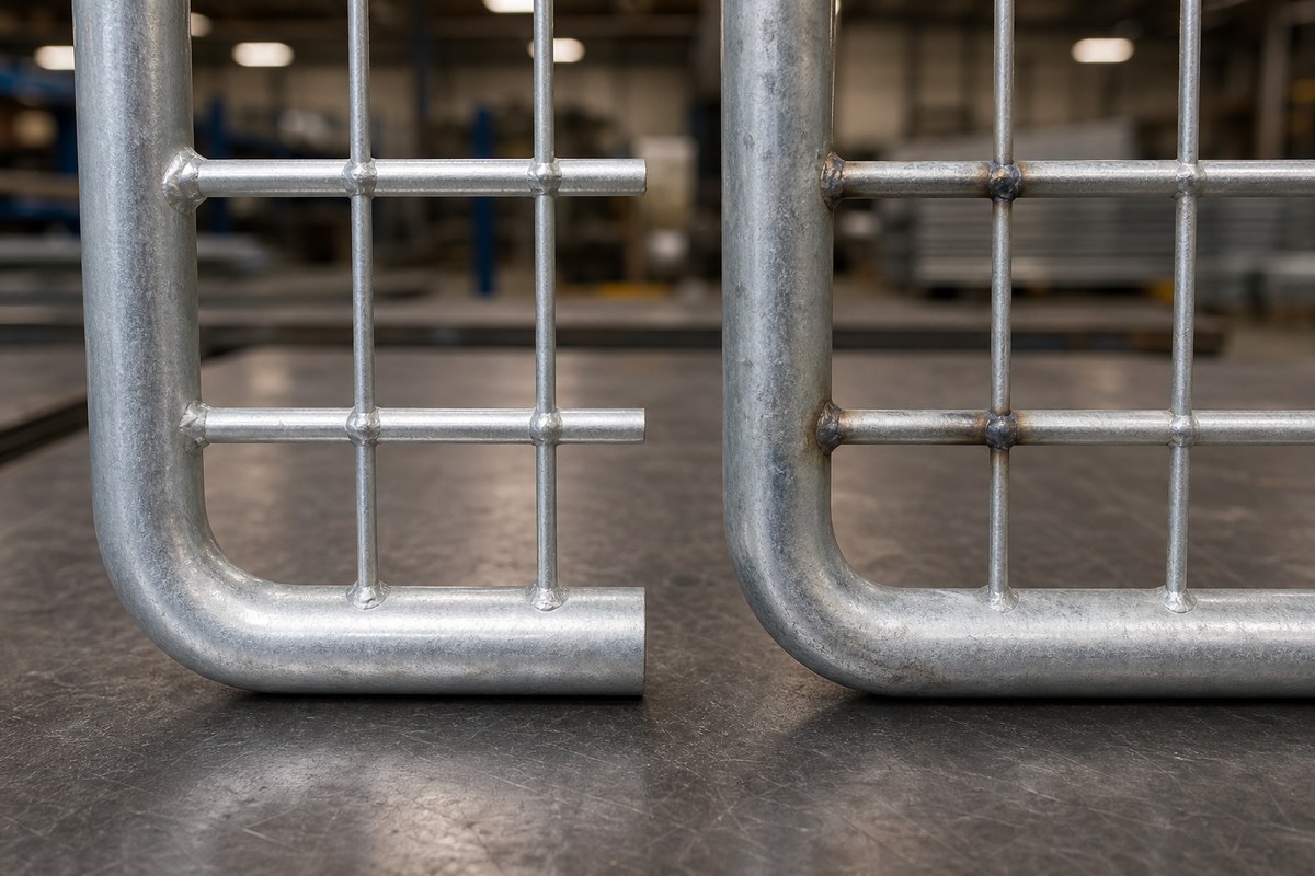 Temporary fence weld and galvanized coating comparison for quality inspection